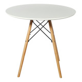 Mesa Redonda 80cm Viena Blanca Patas Madera Bighouse