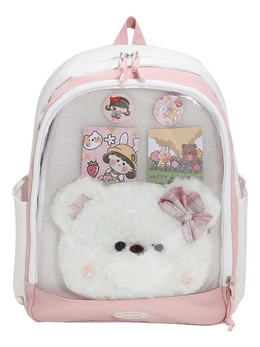 Mochila Escolar De Gran Capacidad Mochila Linda Y Versátil Bolsa Transparente Trae 2piezas | Meses sin interés
