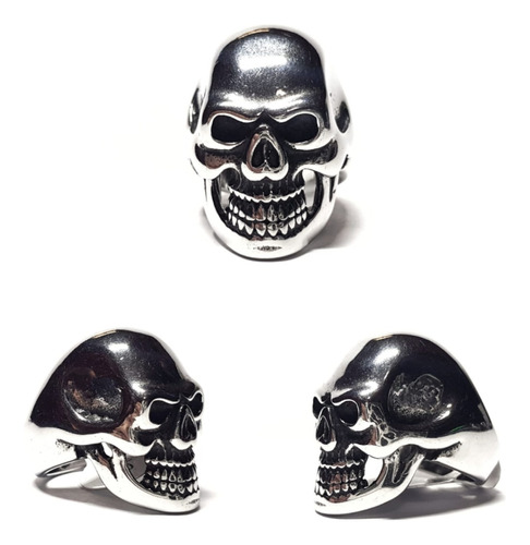 Anillo Calavera Craneo Cromo Grande En Acero 316 Inox.