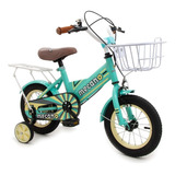 Bicicleta Vintage Niños 080 Rodado 12 Con Rueditas Love Color Turquesa