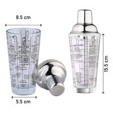 Coctelera Shaker Con Recetas Vidrio Transparente 400 Ml