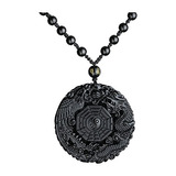 100 Negro Natural Obsidiana Colgante De Collar De Phoen...