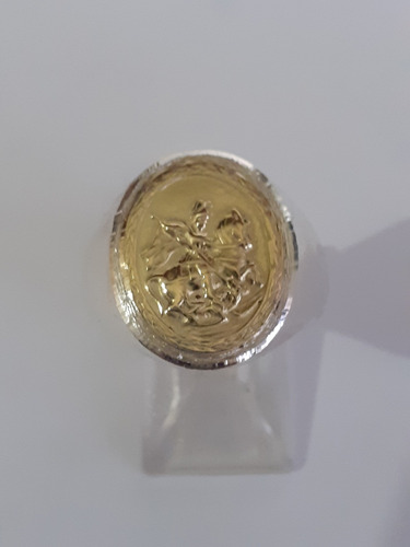 Anillo San Jorge Plata 925 Y Oro 18k Maciso .grande