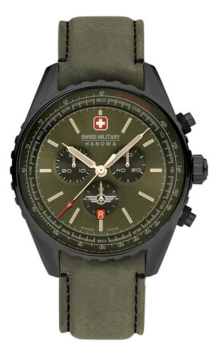 Reloj Swiss Military Smwgc0000340 Para Hombre Cronografo Color De La Malla Oliva Color Del Bisel Verde Musgo Color Del Fondo Oliva