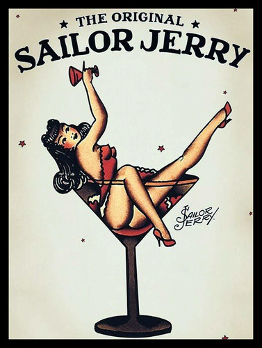 Cartel De Chapa Vintage Vintage Sailor Jerry Ruml Carte...