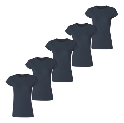 Playeras Azul Marino Mujer Gildan Paquete 5 Playerass 64000l