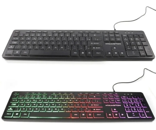 Teclado Gamer Led Númerico Efeito Retroiluminado Ak-200 Cor De Teclado Preto Idioma Abnt2 (pt-br) Com Tecla Ç