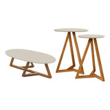 Jogo De Mezanino Lateral Com Mesa De Centro Off White Nature