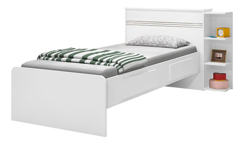 Cama Baú Solteiro Para Colchão De 88cm J&a Jade Flex-branco