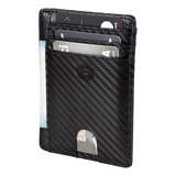 Billetera Hombre Ultra Delgada De Cuero Bloqueo Rfid Hardley Color Carbon Fiber