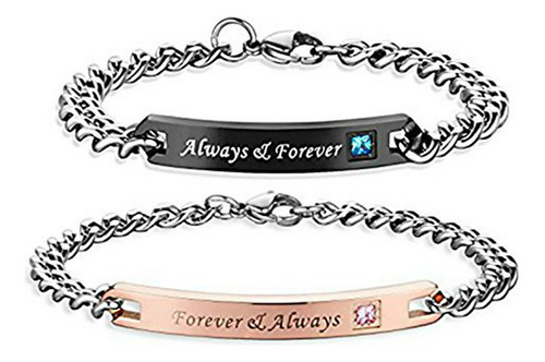 Conjunto Pulseras Pareja Always Forever Acero Inoxidable Aju