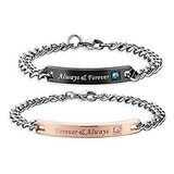 Conjunto Pulseras Pareja Always Forever Acero Inoxidable Aju