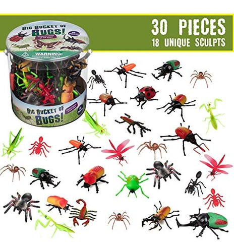 Figuras De Acción De Insectos, Cubeta Grande De 30 Insectos