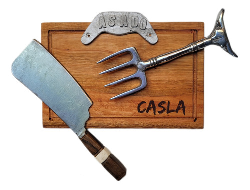  Hacha Garra Set Parrillero Tabla Madera Asado Logo Empresa