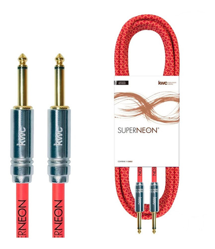 Cable Guitarra Kwc Super Neon Plug Plug Gold 6 Mts Mallado