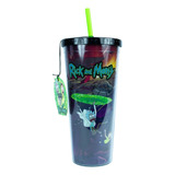 Vaso Con Popote Y Tapa De Plástico Rick And Morty 24 Oz 