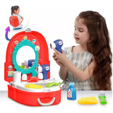 Set Tocador Didáctico 16 Piezas Maleta 2 En 1 Baño Juguete