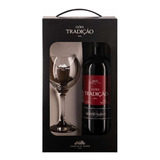 Kit Vinho Tradição Bordô Tinto Suave Com 1 Taça - 750ml