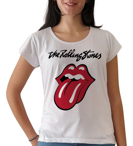 Remera Lengua Stone 5 Rock Jagger Vintage Mujer Purple Chick