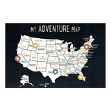Impresión De Mapa De Pared De Aventura De Estados Unidos, .