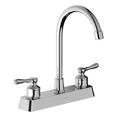 Llave Mezcladora Para Fregadero Brucke Latón Cromado Llave con Pico Alto Para Cocina Lavamano Doble Comando Gris | Envío gratis