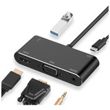 Adaptador Conversor Usb Tipo C 3.0 Para Hdmi Vga Audio Video