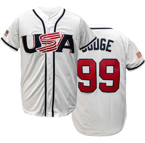 Camiseta De Béisbol Blanca Usa Judge #99 Bordada Deportiva