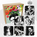 Set Portavasos Magnéticos Frida Kahlo  Empaque Mdf