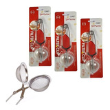 Kit 3 - Infusor De Chá Café Em Aço Inox Tipo Pinça Peneira 