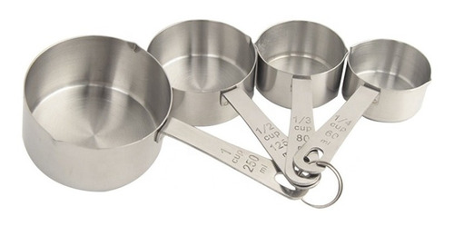 Kit 4 Xícaras Medidoras Aço Inox Medir Ingrediente Cozinha