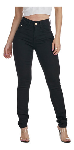 Calça Jeans Feminina Skinny Com Lycra Preto Que Não Desbota