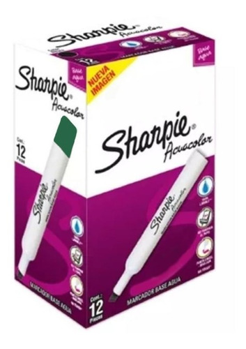 Marcadores Sharpie Acuacolor  Base Agua 12 Pzas Punta Cincel