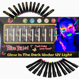 12 Colores Brillantes Uv Blacklight Glow Face Paint Neon Ma.