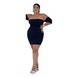 Vestido Plus Size Ciganinha Feminino Liso Curvas Elegante