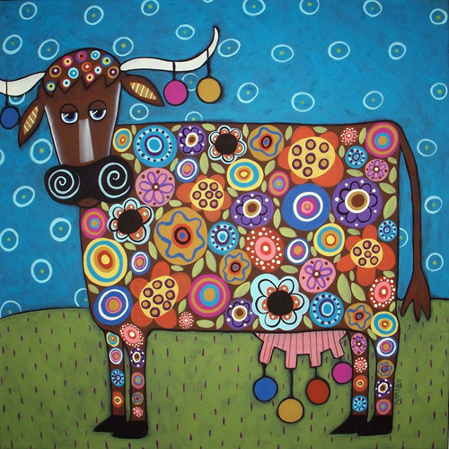 Cuadro De Vaca Arte Moderno  Sobre Lienzo