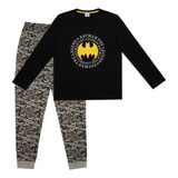 Pijama Hombre Algodon Invierno Batman Clasico Negro 