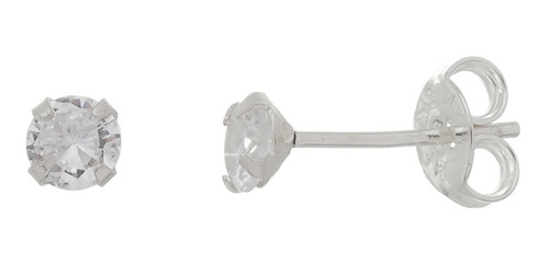Brinco Masculino Prata Pura 950 Pedra Diamante Sintético 4mm