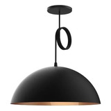 Lampara Colgante Campana Grande 40 Cm Negro Combinado Cobre