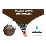 Malla Sombra Impermeable 4x4 M 90% Café Raschel Reforzada 