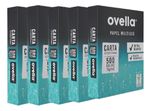 Resma Carta Ovella 75 G/m2, Pack De 2500 Hojas V-a