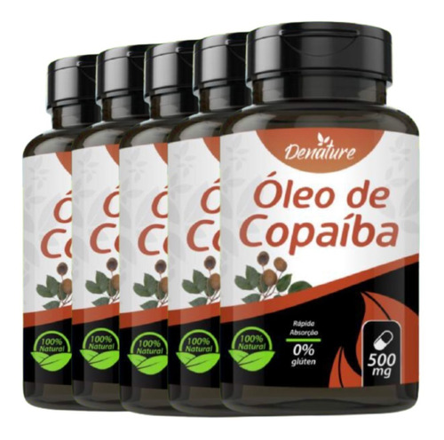 Óleo De Copaíba 500mg 100 Cápsulas Denature - 5 Unidades