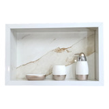 Nicho De Porcelanato 30x50x11cm Com Borda De Alumínio Marmo