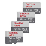 4 Cartão Memoria Micro Sd 64gb Sandisk Original Lacrado C/nf