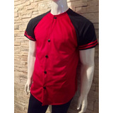 Jersey De Beisbol Liso Rojo Con Negro 