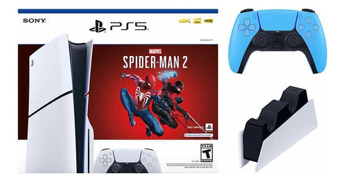Playstation 5 Slim 1tb Spiderman 2, 2 Controles, Base Carga