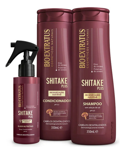 Shitake Bio Extratus (350ml) Shampoo, Condicionador E Elixir