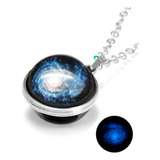 Collar Esfera Universo Galaxia Planeta Luna Brilla Oscuridad