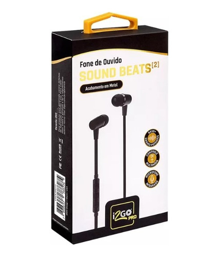 Fone De Ouvido Sound Beats I2go Com Microfone 1,2m Preto