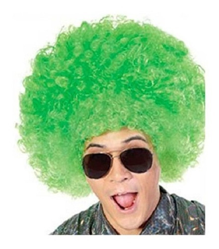 Peluca Super Afro Cotillon Carioca Cumple Boda 15 Hippie Color Verde