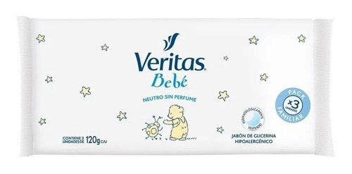 Jabón Veritas De Glicerina Para Bebes 120g C/u X3